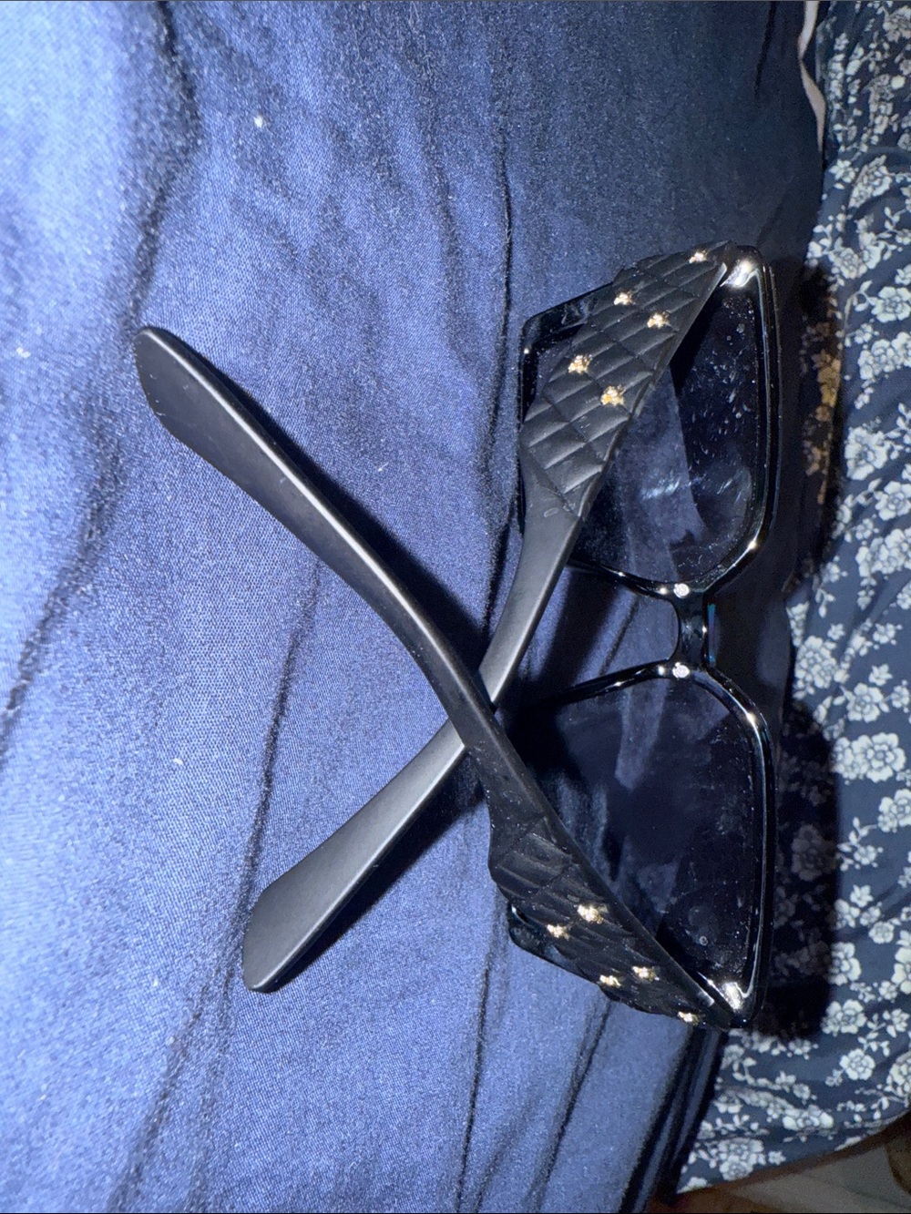CHANEL Black Quilted Sunglasses with Gold CC Accents - Picture 3 of 9